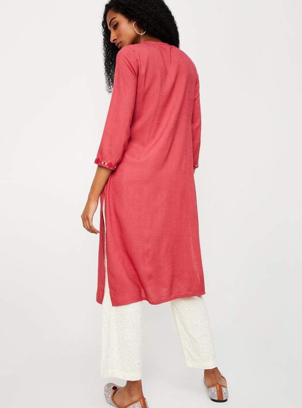 Women Embroidered A-Line Kurta