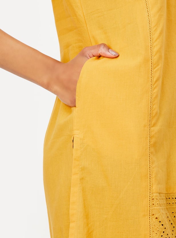 Women Schiffli Straight Kurta