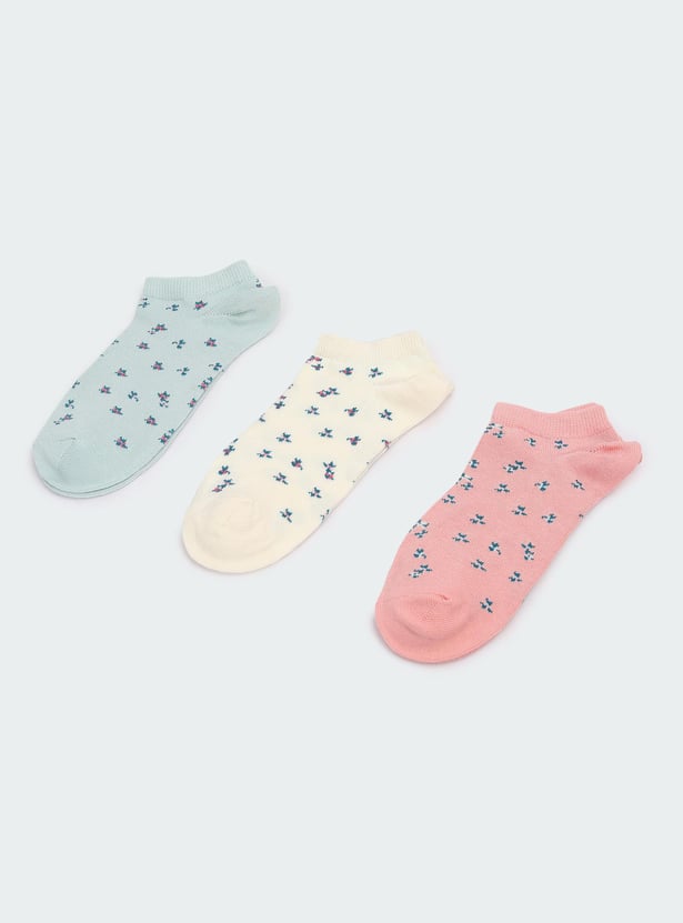 Women Printed Ankle Length Socks - Pack of 3