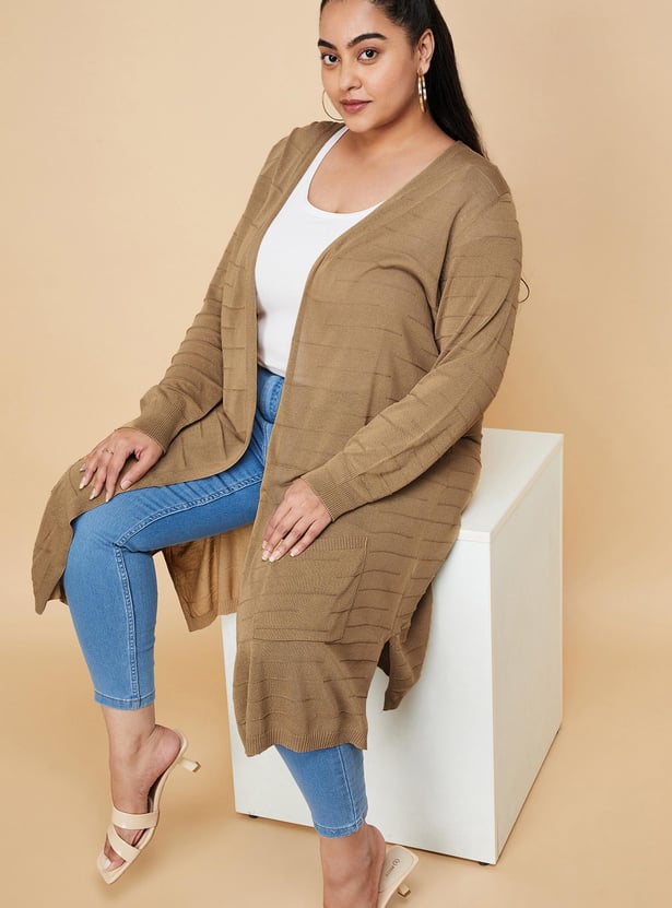 Women Solid Open-Front Longline Shrug