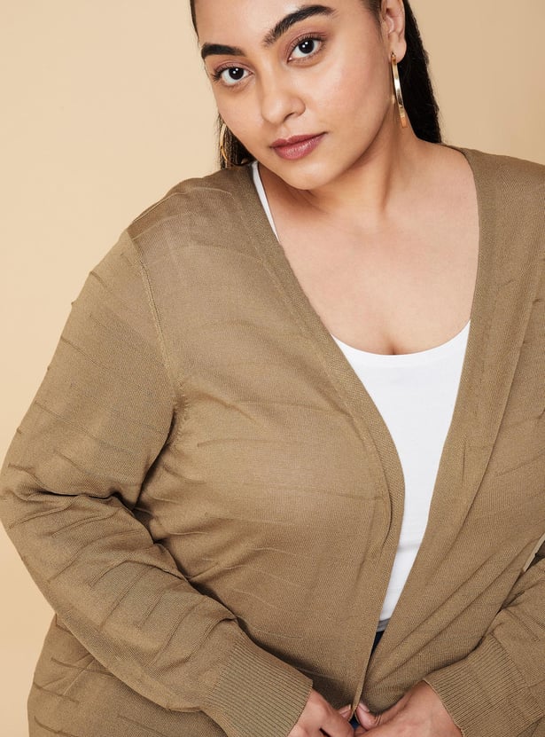 Women Solid Open-Front Longline Shrug