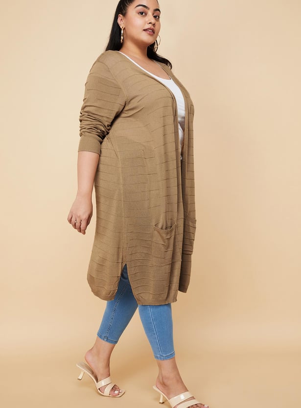 Women Solid Open-Front Longline Shrug