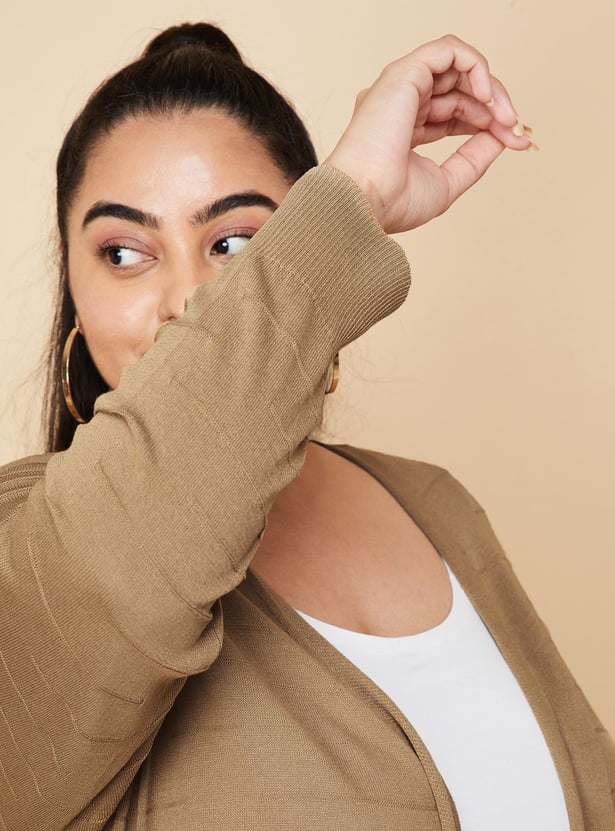 Women Solid Open-Front Longline Shrug