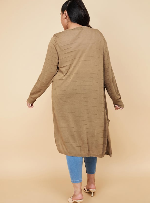 Women Solid Open-Front Longline Shrug