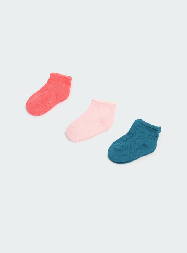 Girls Solid Ankle Length Socks- Pack of 3