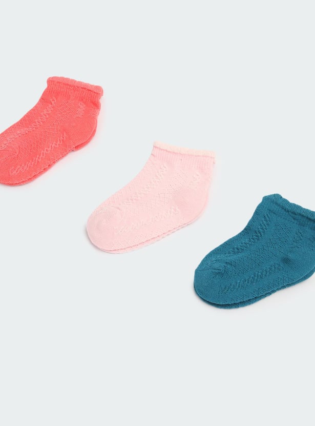 Girls Solid Ankle Length Socks- Pack of 3