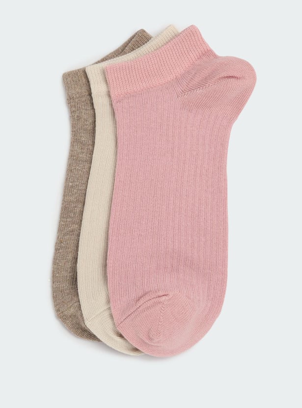 Women Solid Ankle Length Socks - Pack of 3