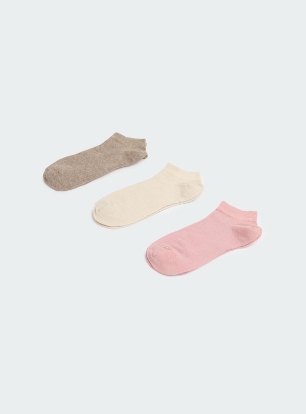 Women Solid Ankle Length Socks - Pack of 3