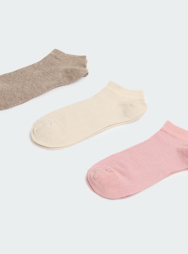 Women Solid Ankle Length Socks - Pack of 3