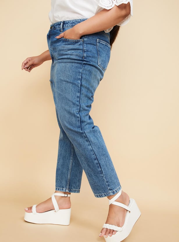 mom Buy Women Mom Fit Washed Jeans Online at just Rs. 1399.0