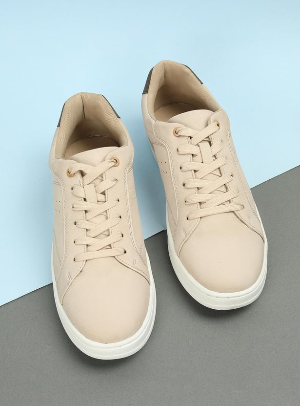 Men Solid Lace-Up Sneakers