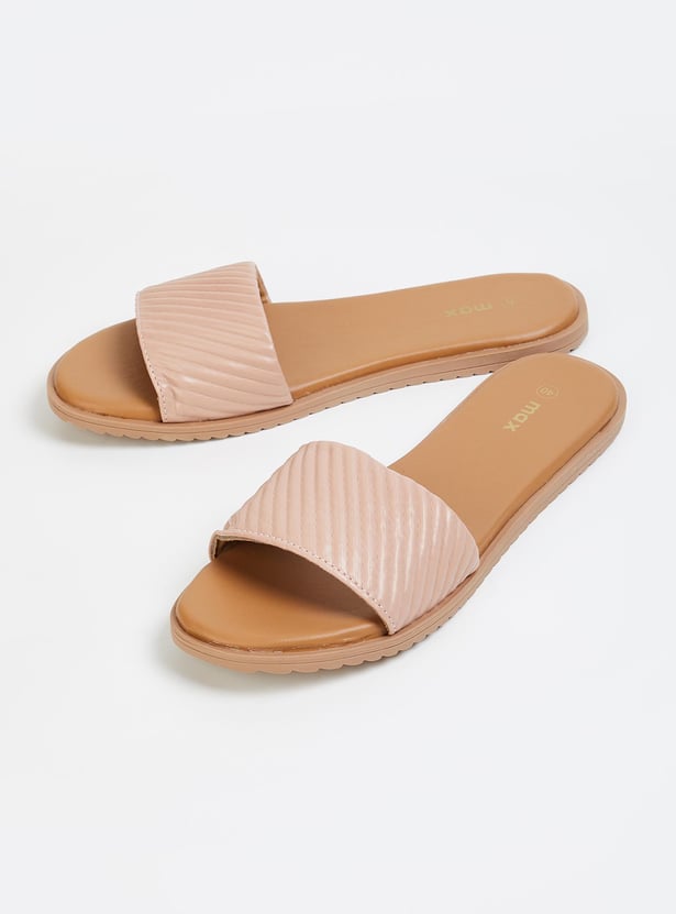 Women Quilted Open-Toe Flat Sandals