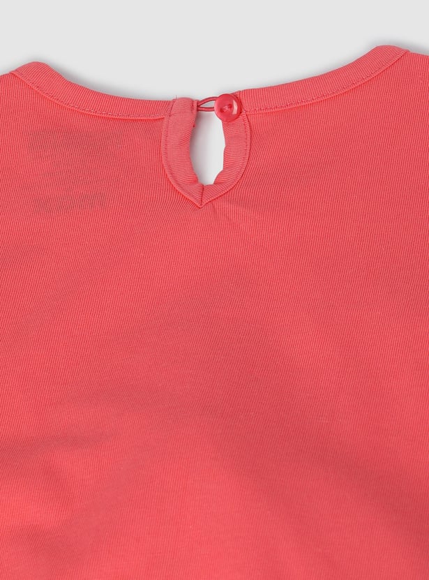 Girls Snoopy Printed Top with Knotted Hem