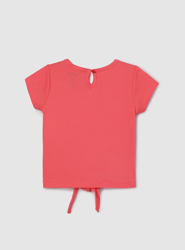 Girls Snoopy Printed Top with Knotted Hem
