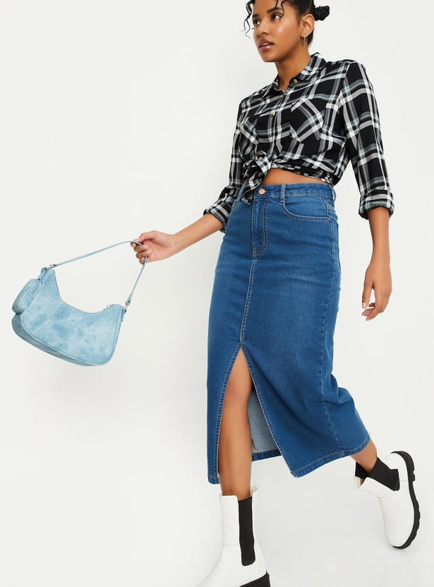 Buy Women Washed Pencil Skirt Online at just Rs. 999.0
