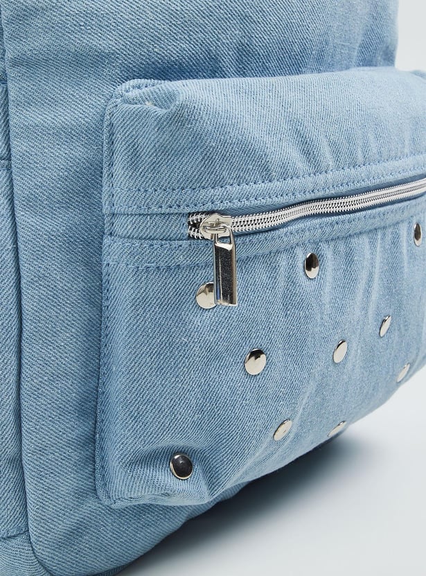 Women Studded Denim Backpack