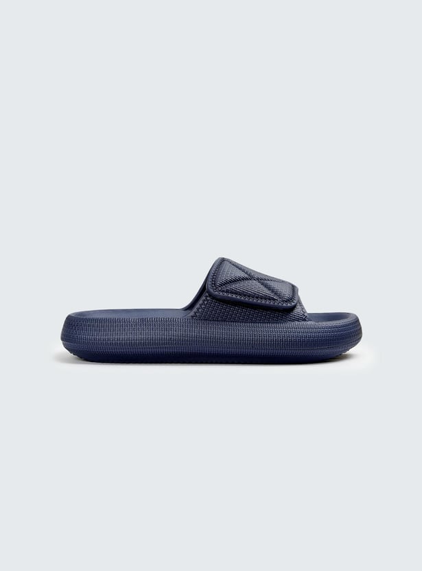 Men Textured Open-Toe Sliders