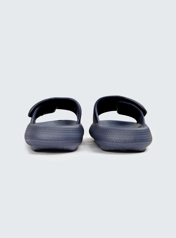 Men Textured Open-Toe Sliders