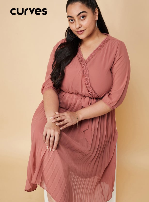 Women Pleated Midi Dress