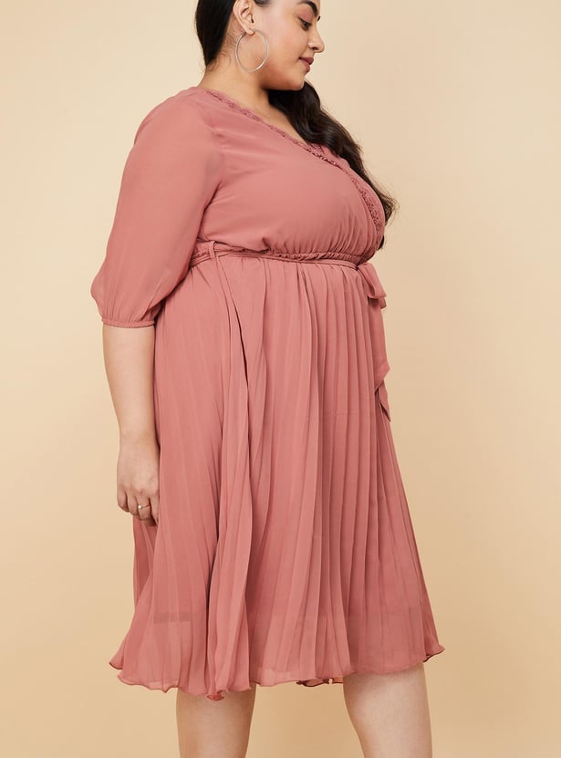 Women Pleated Midi Dress