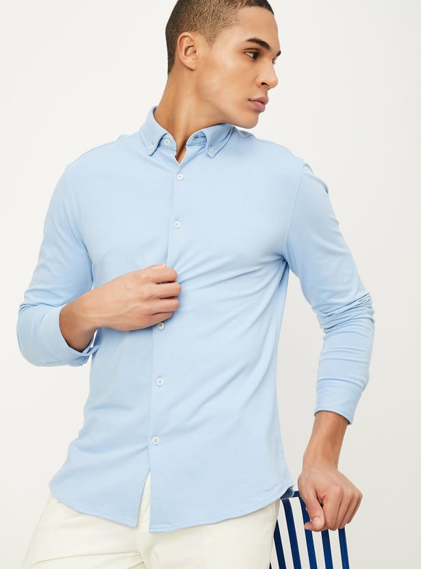 Men Solid Regular Fit Casual Shirt