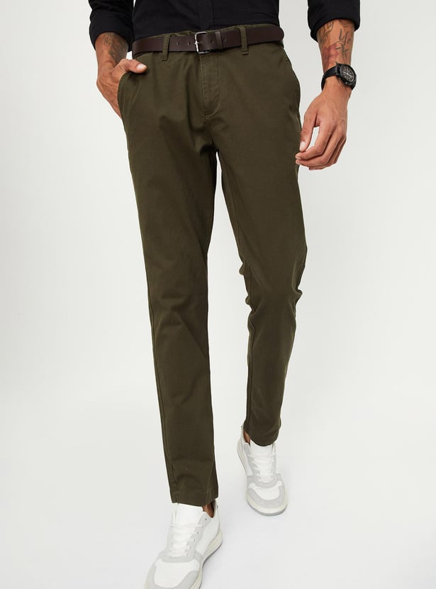 Men Skinny Fit Solid Chinos