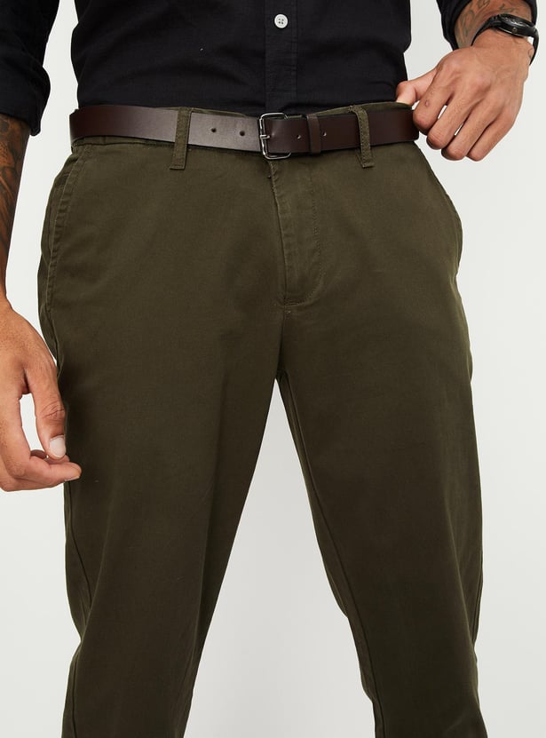 Men Skinny Fit Solid Chinos