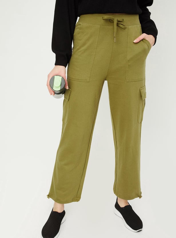 Women Solid Cargo Track Pants