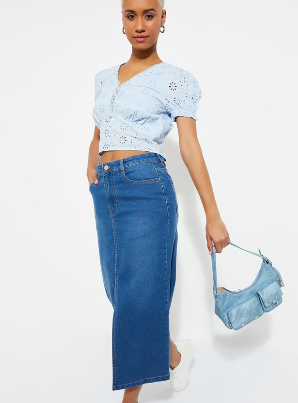 Buy URB_N Women Schiffli Top Online at just Rs. 699.0