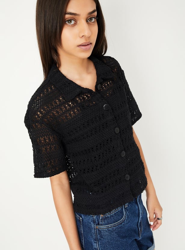 Girls Woven Lace Shirt