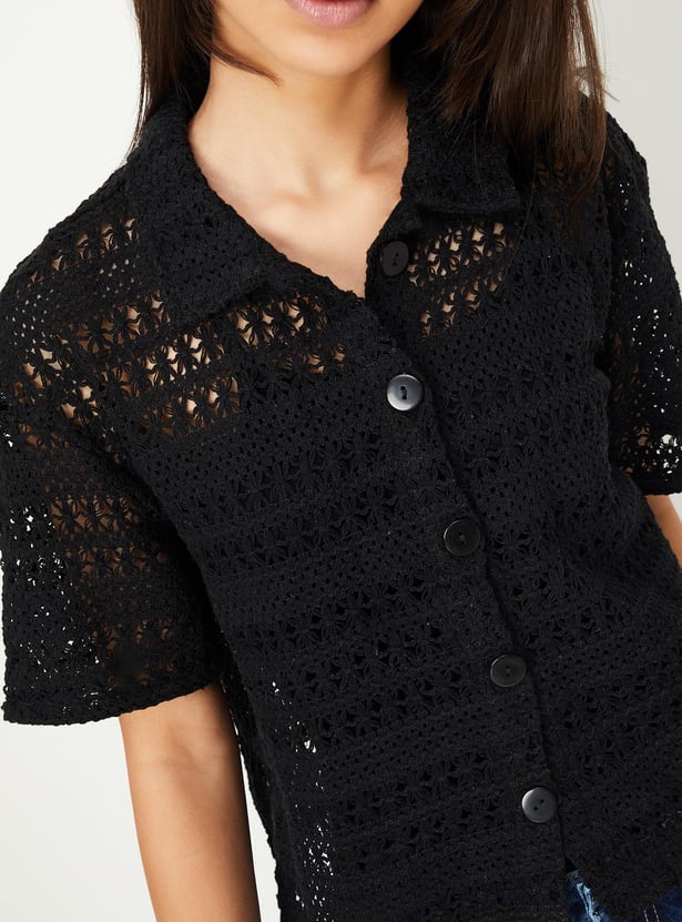 Girls Woven Lace Shirt