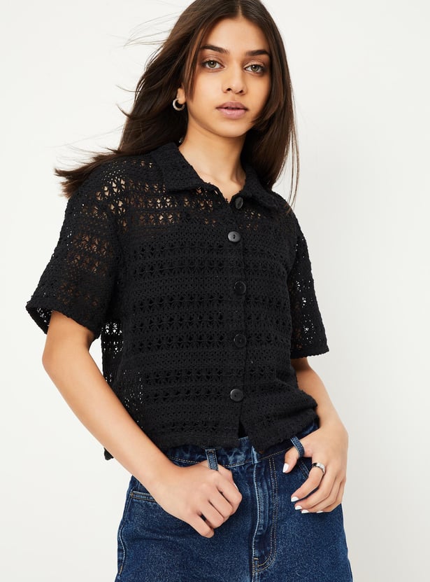 Girls Woven Lace Shirt