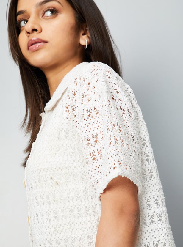 Girls Woven Lace Shirt