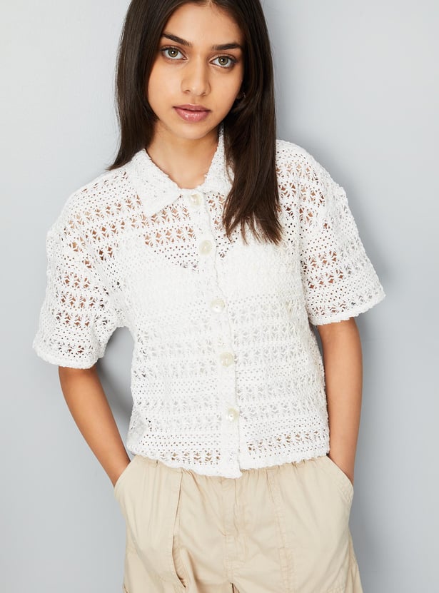 Girls Woven Lace Shirt