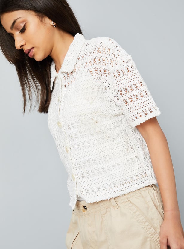 Girls Woven Lace Shirt