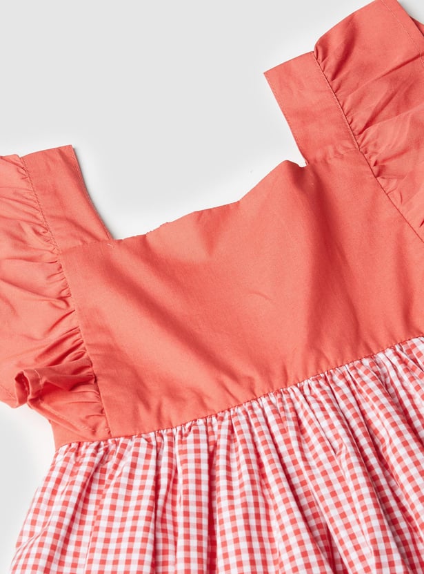 Girls Checked Tiered Dress