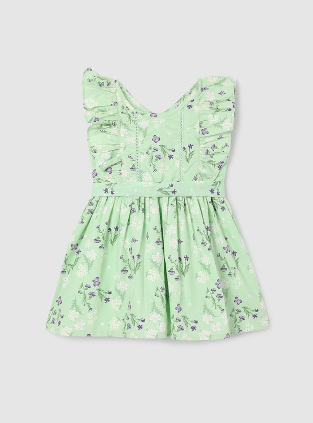 Girls Printed Ruffled A-line Dress