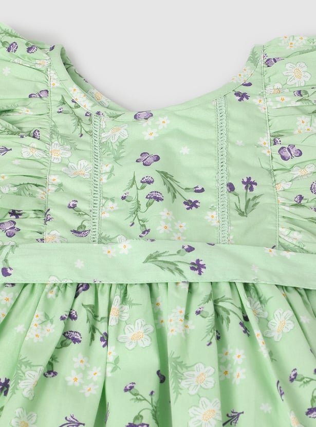 Girls Printed Ruffled A-line Dress