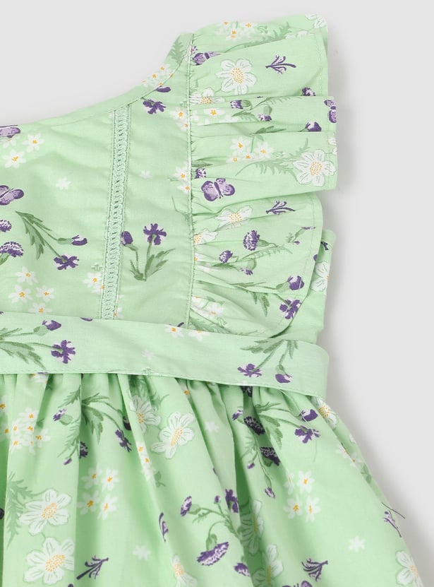 Girls Printed Ruffled A-line Dress