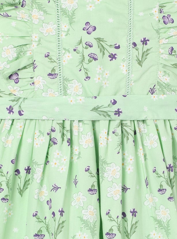 Girls Printed Ruffled A-line Dress