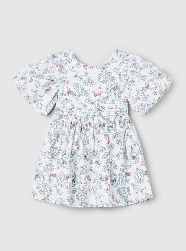 Girls Floral Printed A-line Dress