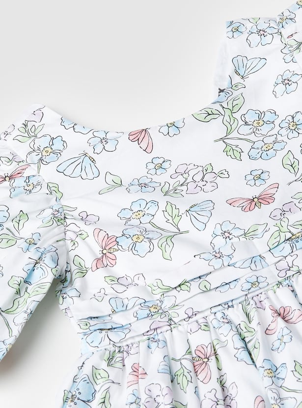 Girls Floral Printed A-line Dress