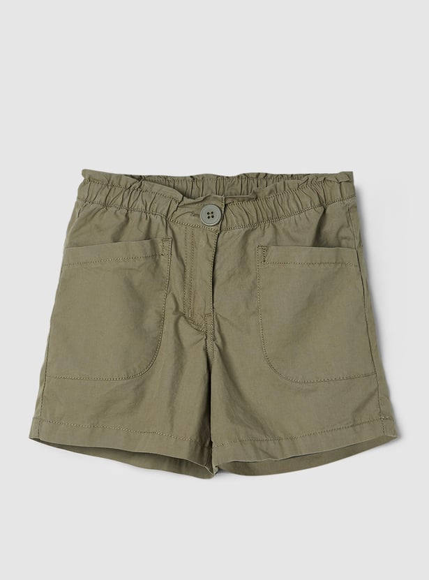 Girls Solid Woven Shorts