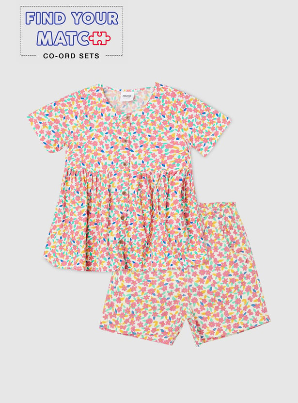 Girls Floral Print A-line Top