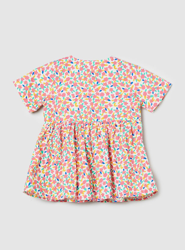 Girls Floral Print A-line Top