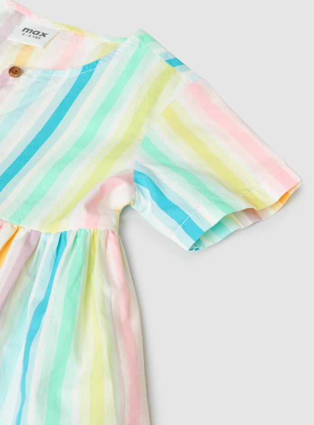 Girls Striped A-line Top