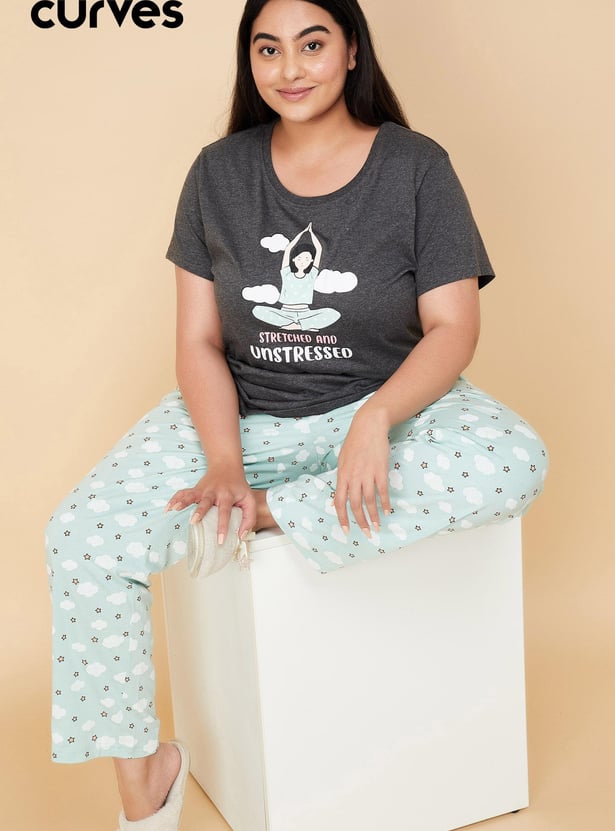 Women Mixed Print PJ Set