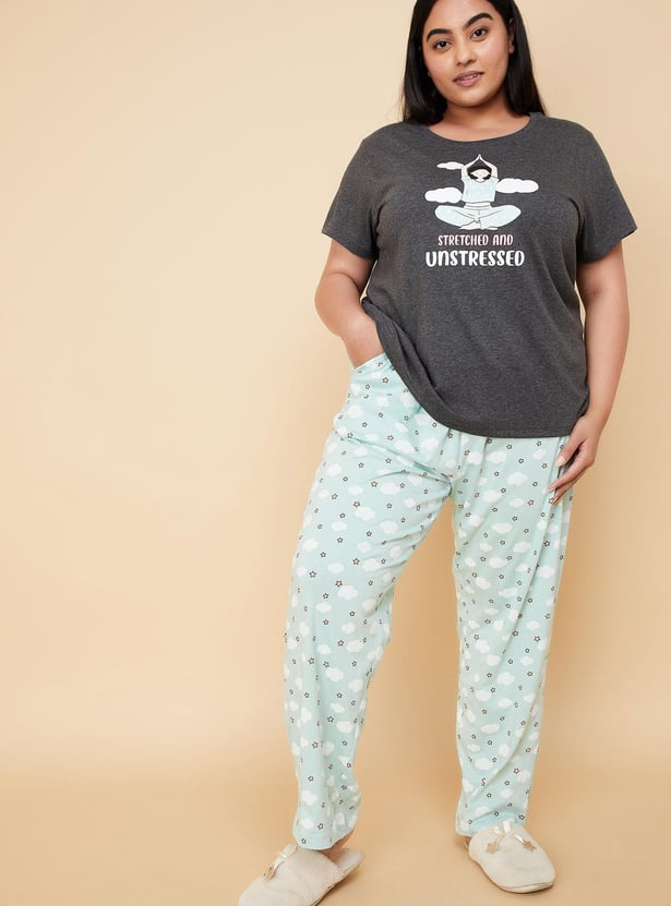 Women Mixed Print PJ Set
