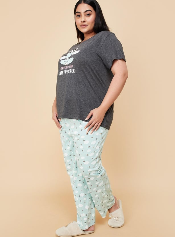 Women Mixed Print PJ Set