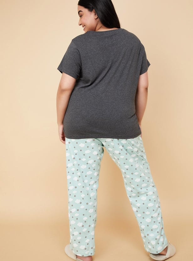 Women Mixed Print PJ Set